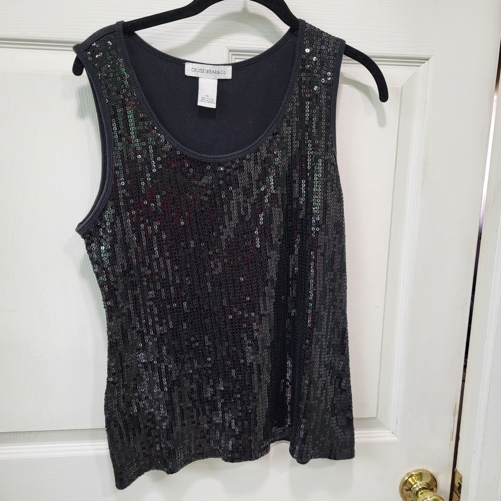 2/$30 Women's Black Sequin Top